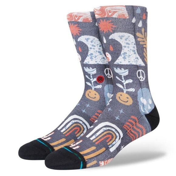 Stance Terrain Crew Socks Washed Black NWT Medium - Picture 1 of 4